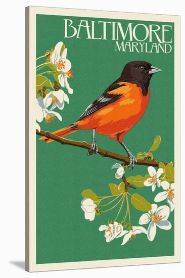 Oriole - Baltimore, MD-Lantern Press-Stretched Canvas