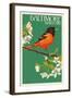 Oriole - Baltimore, MD-Lantern Press-Framed Art Print