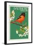 Oriole - Baltimore, MD-Lantern Press-Framed Art Print