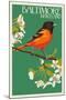 Oriole - Baltimore, MD-Lantern Press-Mounted Art Print