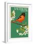 Oriole - Baltimore, MD-Lantern Press-Framed Art Print