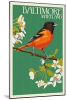 Oriole - Baltimore, MD-Lantern Press-Mounted Art Print