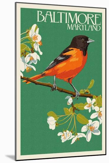 Oriole - Baltimore, MD-Lantern Press-Mounted Art Print