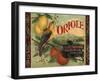 Oriole Brand - Pomona, California - Citrus Crate Label-Lantern Press-Framed Art Print