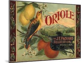 Oriole Brand - Pomona, California - Citrus Crate Label-Lantern Press-Mounted Art Print