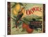 Oriole Brand - Pomona, California - Citrus Crate Label-Lantern Press-Framed Art Print