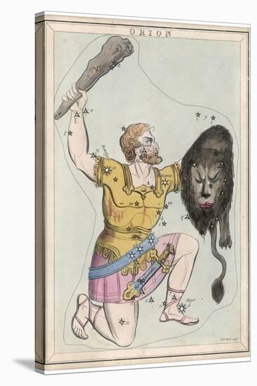 Orion Giant Hunter Clubbing a Lion-Sidney Hall-Stretched Canvas