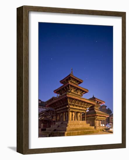 Orion in Sky at Dawn Above Pagoda Temple, Unesco World Heritage Site, Nepal-Don Smith-Framed Photographic Print