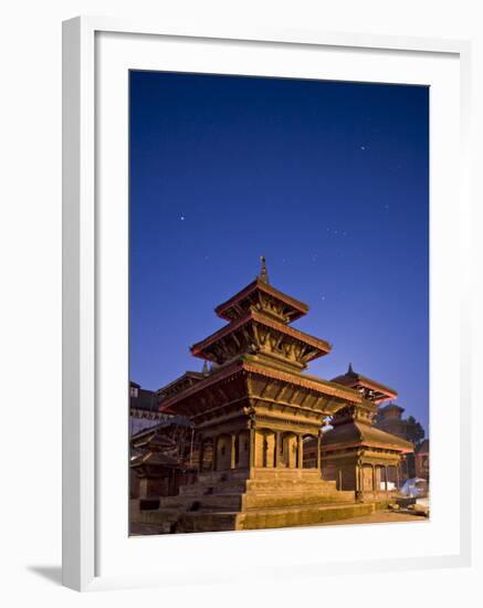 Orion in Sky at Dawn Above Pagoda Temple, Unesco World Heritage Site, Nepal-Don Smith-Framed Photographic Print