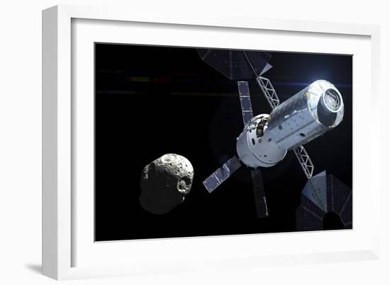 Orion Module Orbiting an Asteroid-Stocktrek Images-Framed Art Print