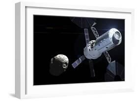 Orion Module Orbiting an Asteroid-Stocktrek Images-Framed Art Print