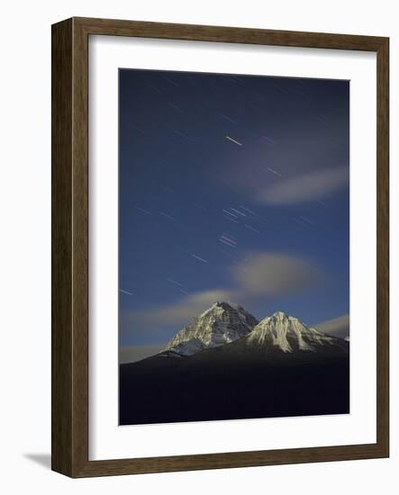 Orion Star Tails over Mt. Temple, Banff National Park, Alberta, Canada-null-Framed Photographic Print