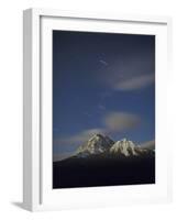 Orion Star Tails over Mt. Temple, Banff National Park, Alberta, Canada-null-Framed Photographic Print