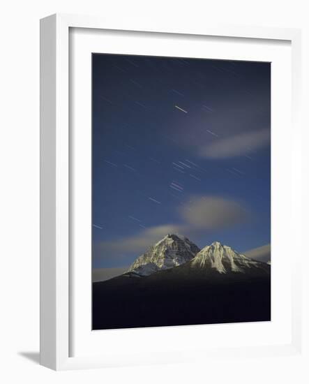 Orion Star Tails over Mt. Temple, Banff National Park, Alberta, Canada-null-Framed Photographic Print