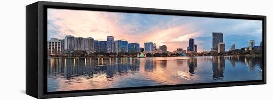 Orlando Downtown Lake Eola Panorama with Urban Buildings and Reflection-Songquan Deng-Framed Stretched Canvas