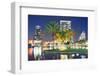 Orlando Downtown Skyline Panorama over Lake Eola at Night with Urban Skyscrapers, Tropic Palm Tree-Songquan Deng-Framed Photographic Print