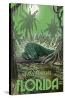 Orlando, Florida - Alligator in Swamp-Lantern Press-Stretched Canvas