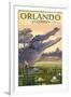 Orlando, Florida - Alligator Scene-Lantern Press-Framed Art Print