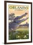 Orlando, Florida - Alligator Scene-Lantern Press-Framed Art Print