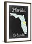 Orlando, Florida - Chalkboard State Heart-Lantern Press-Framed Art Print