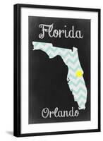 Orlando, Florida - Chalkboard State Heart-Lantern Press-Framed Art Print