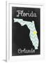 Orlando, Florida - Chalkboard State Heart-Lantern Press-Framed Art Print