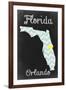 Orlando, Florida - Chalkboard State Heart-Lantern Press-Framed Art Print