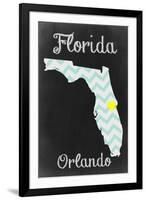 Orlando, Florida - Chalkboard State Heart-Lantern Press-Framed Art Print