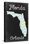 Orlando, Florida - Chalkboard State Heart-Lantern Press-Stretched Canvas