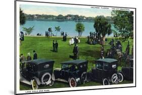 Orlando, Florida - Crowded Lake Eola and Park Scene-Lantern Press-Mounted Art Print