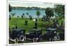 Orlando, Florida - Crowded Lake Eola and Park Scene-Lantern Press-Mounted Premium Giclee Print