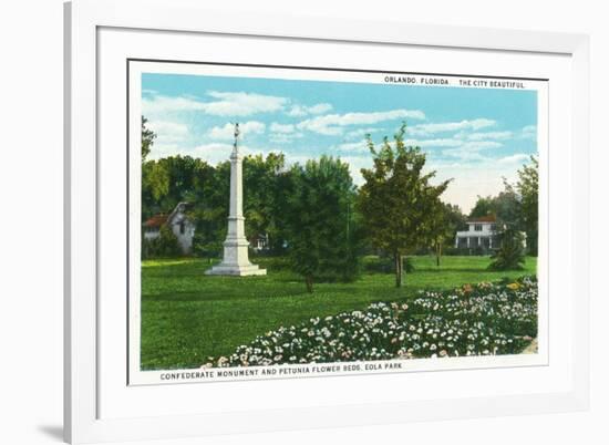 Orlando, Florida - Eola Park Confederate Monument, Petunia Flowerbeds-Lantern Press-Framed Art Print