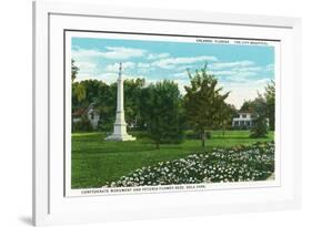 Orlando, Florida - Eola Park Confederate Monument, Petunia Flowerbeds-Lantern Press-Framed Art Print