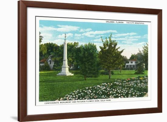 Orlando, Florida - Eola Park Confederate Monument, Petunia Flowerbeds-Lantern Press-Framed Art Print