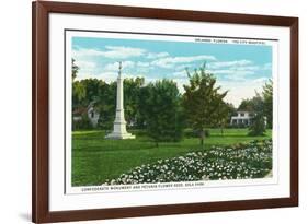 Orlando, Florida - Eola Park Confederate Monument, Petunia Flowerbeds-Lantern Press-Framed Art Print