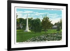 Orlando, Florida - Eola Park Confederate Monument, Petunia Flowerbeds-Lantern Press-Framed Art Print