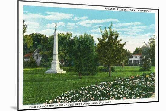 Orlando, Florida - Eola Park Confederate Monument, Petunia Flowerbeds-Lantern Press-Mounted Art Print