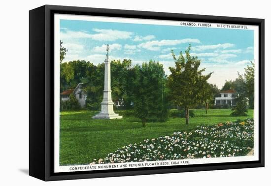 Orlando, Florida - Eola Park Confederate Monument, Petunia Flowerbeds-Lantern Press-Framed Stretched Canvas