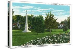 Orlando, Florida - Eola Park Confederate Monument, Petunia Flowerbeds-Lantern Press-Stretched Canvas
