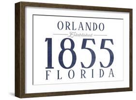 Orlando, Florida - Established Date (Blue)-Lantern Press-Framed Art Print