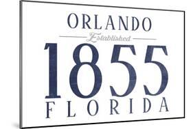 Orlando, Florida - Established Date (Blue)-Lantern Press-Mounted Art Print