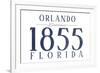 Orlando, Florida - Established Date (Blue)-Lantern Press-Framed Art Print