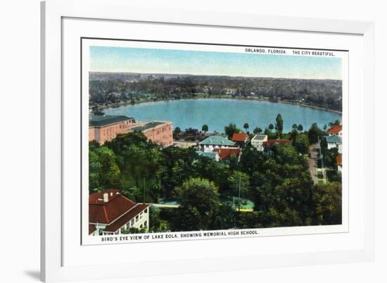 Orlando, Florida - Lake Eola Aerial, Memorial High School-Lantern Press-Framed Premium Giclee Print