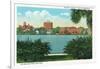 Orlando, Florida - Lake Eola View of the City Skyline-Lantern Press-Framed Art Print