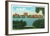 Orlando, Florida - Lake Eola View of the City Skyline-Lantern Press-Framed Art Print