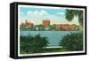 Orlando, Florida - Lake Eola View of the City Skyline-Lantern Press-Framed Stretched Canvas