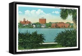 Orlando, Florida - Lake Eola View of the City Skyline-Lantern Press-Framed Stretched Canvas