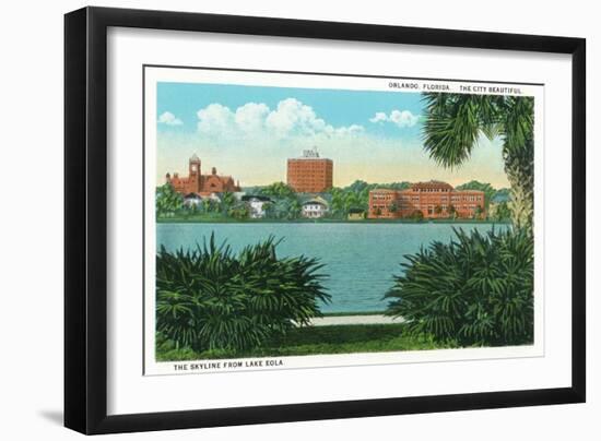 Orlando, Florida - Lake Eola View of the City Skyline-Lantern Press-Framed Art Print