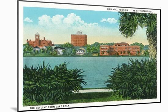 Orlando, Florida - Lake Eola View of the City Skyline-Lantern Press-Mounted Art Print