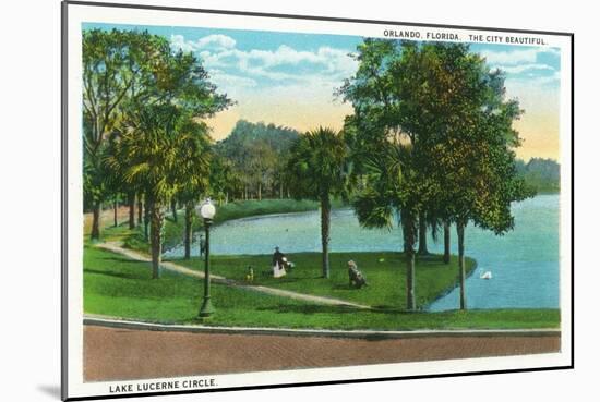 Orlando, Florida - Lake Lucerne Circle Scene-Lantern Press-Mounted Art Print